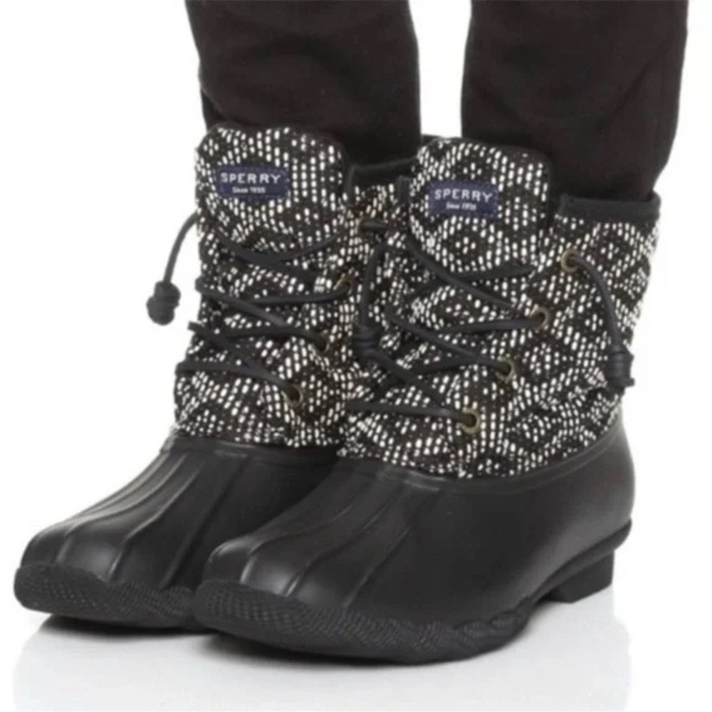 Sperry Top-Sider Saltwater Duck Boots Tribal Black/White